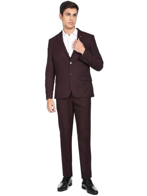 ad by arvind maroon regular fit two piece suit