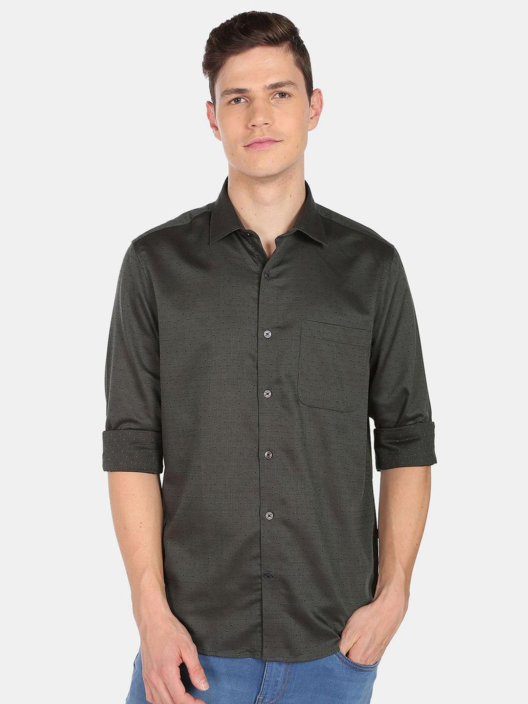 ad by arvind men black solid pure cotton formal shirt