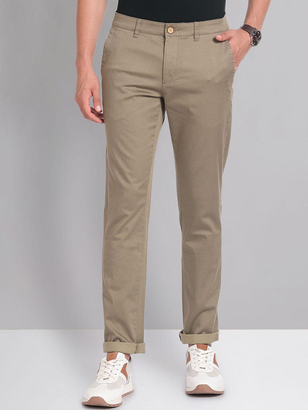 ad by arvind men mid-rise chinos trousers