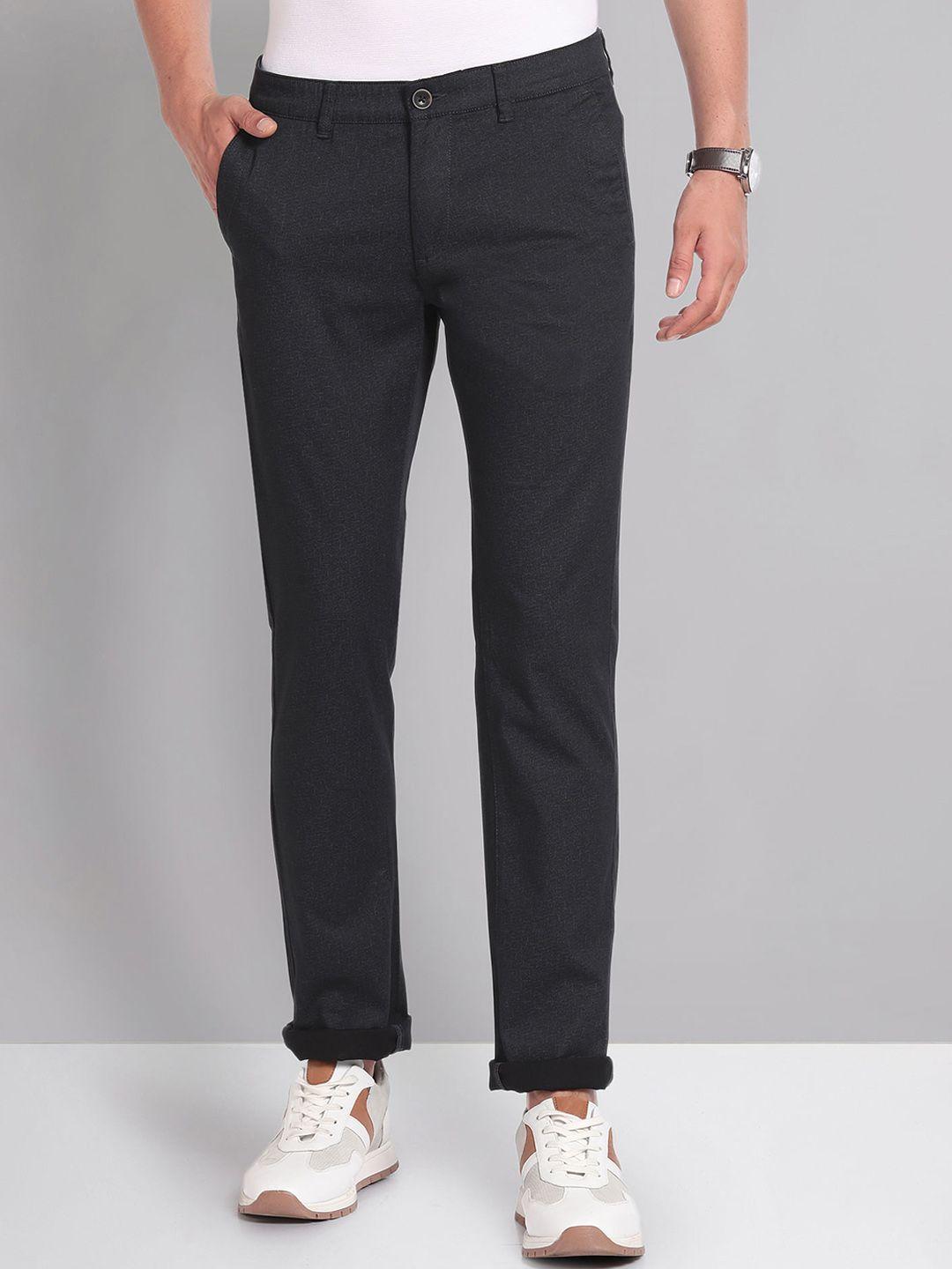 ad by arvind men mid-rise flat-front chinos