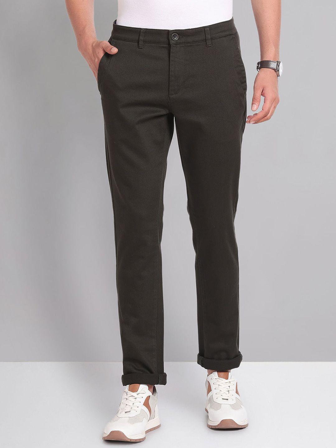 ad by arvind men mid-rise trousers