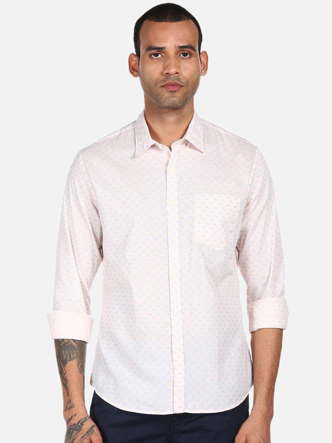 ad by arvind men pink floral opaque printed casual shirt