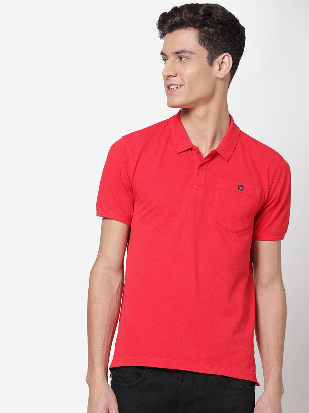 ad by arvind men red pure cotton t-shirt