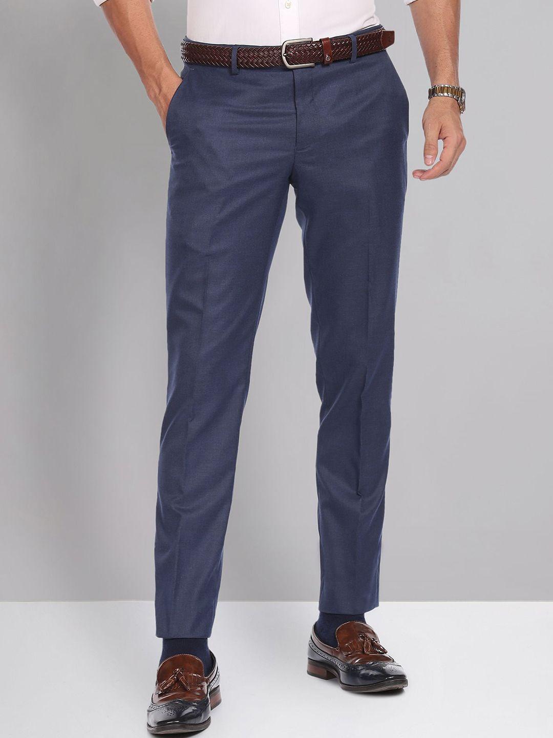 ad by arvind men slim fit mid-rise formal trousers