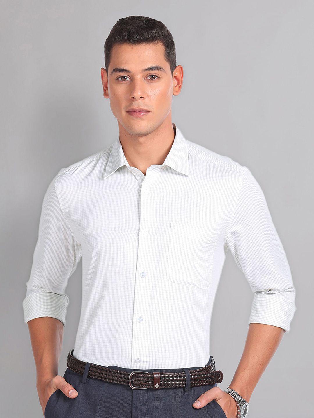 ad by arvind micro checked twill formal shirt