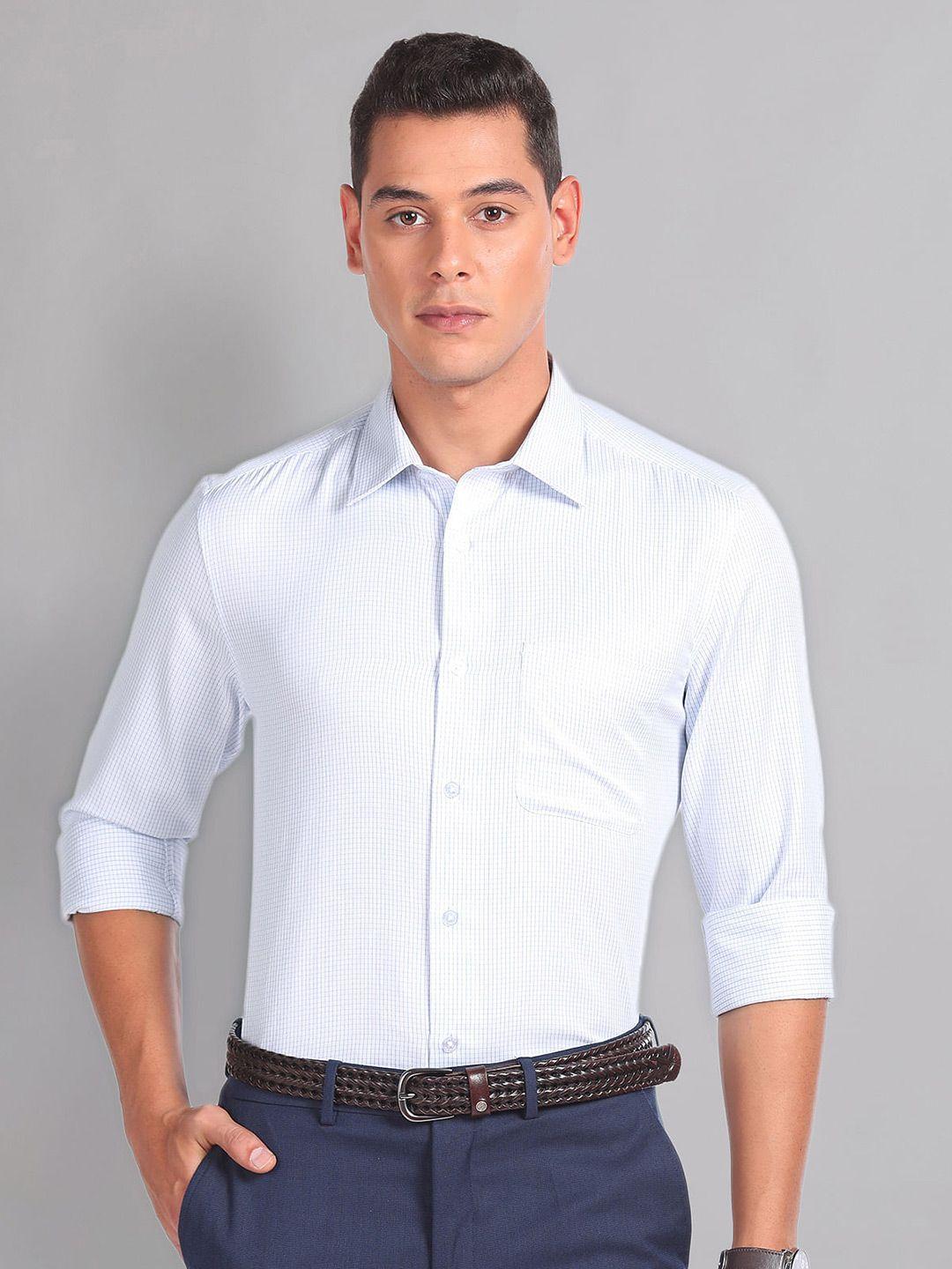 ad by arvind micro checked twill formal shirt