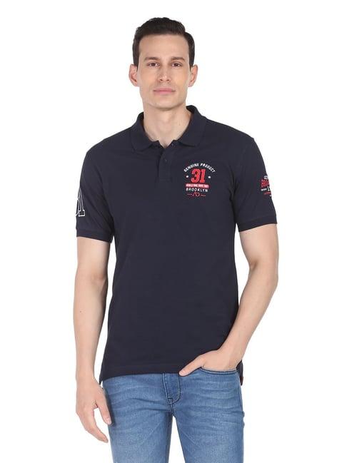 ad by arvind navy polo t-shirt