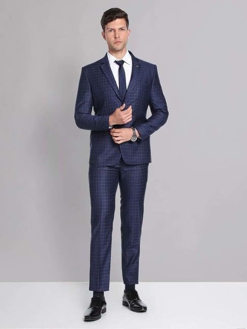 ad by arvind navy regular fit two piece suit