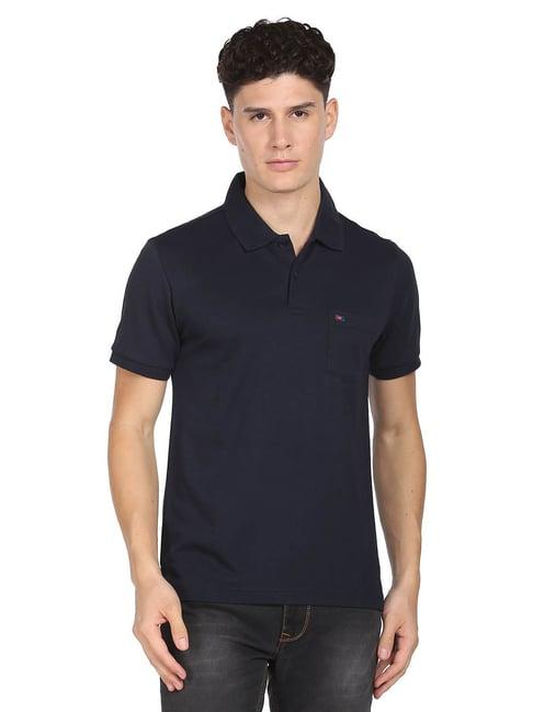 ad by arvind navy slim fit polo t-shirt