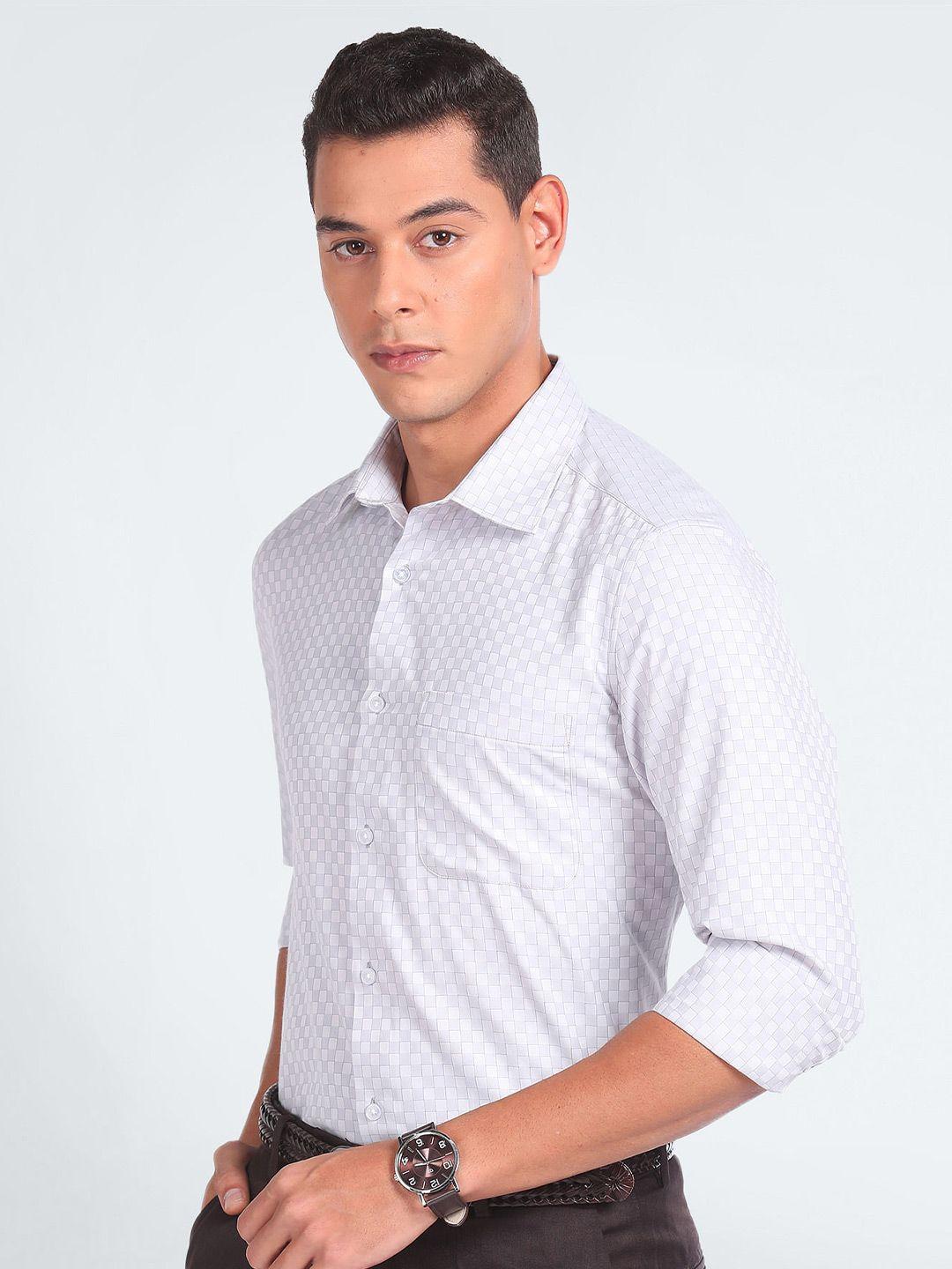 ad by arvind opaque checked casual twill shirt