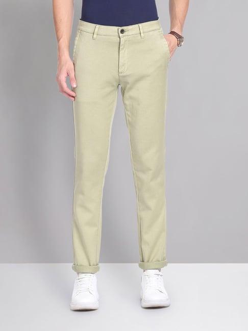 ad by arvind pista green slim fit chinos