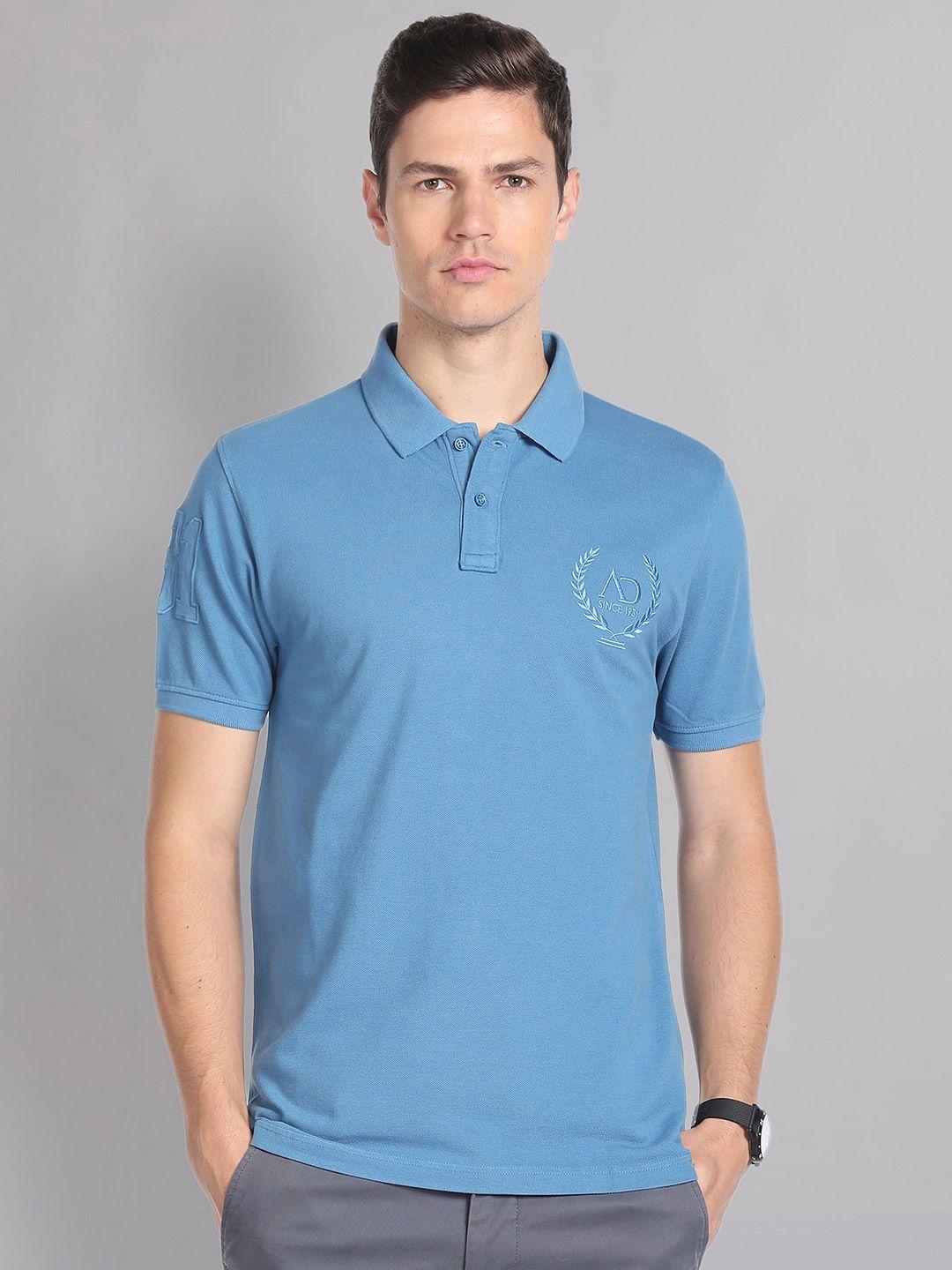 ad by arvind polo collar slim fit pure cotton t-shirt