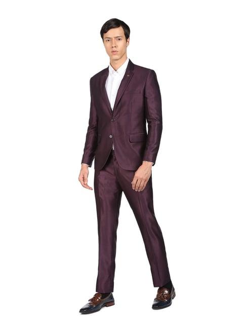 ad by arvind purple regular fit two piece suit