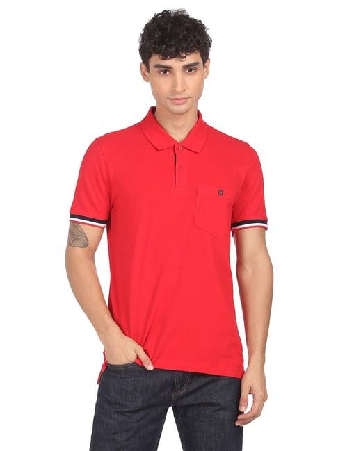 ad by arvind red polo t-shirt