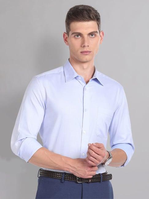 ad by arvind sky blue regular fit textured shirt