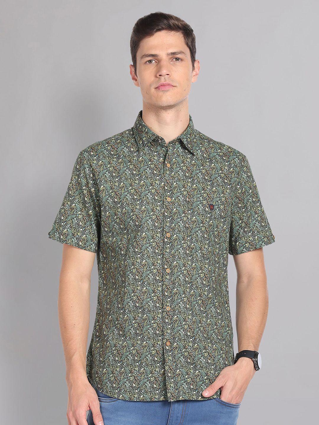 ad by arvind slim fit floral printed spread collar short sleeves cotton casual shirt