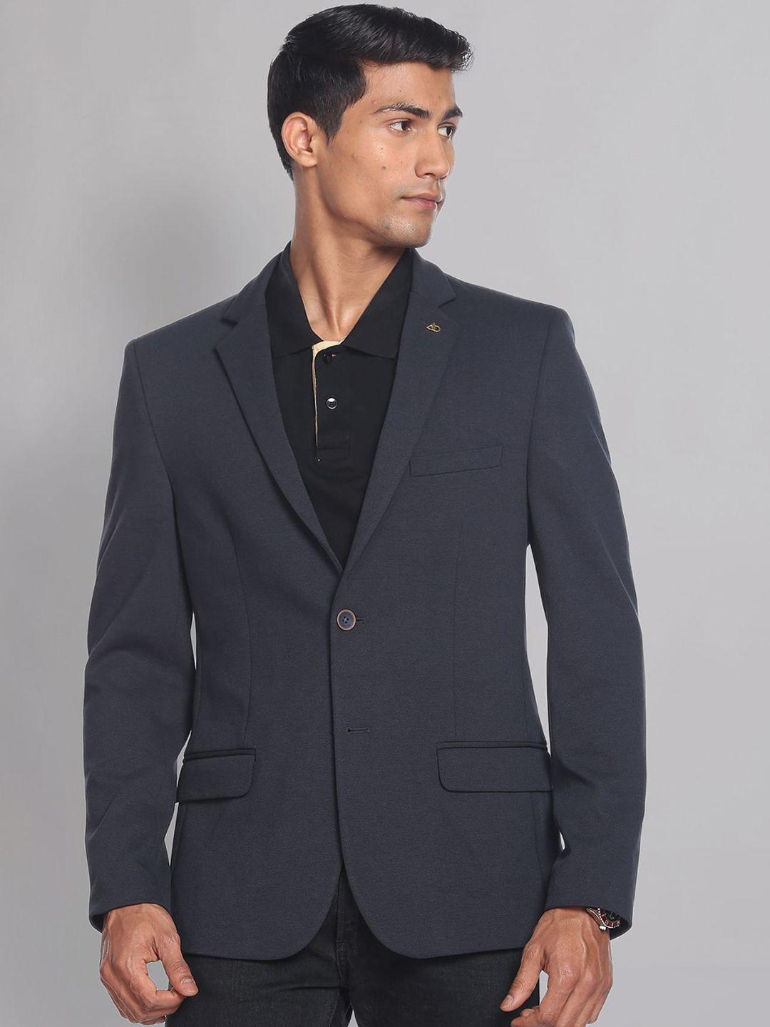 ad by arvind slim-fit single-breasted formal blazer