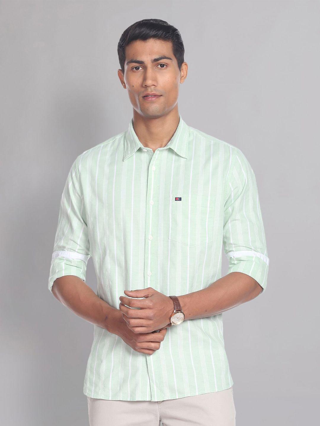 ad by arvind slim fit striped cotton casual shirt