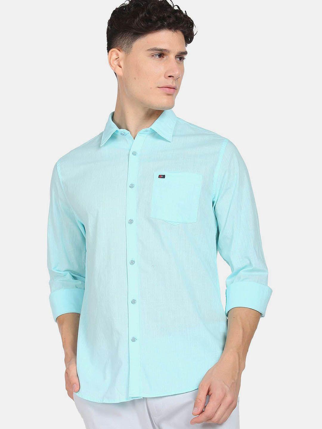 ad by arvind spread collar long sleeves pure cotton slim fit shirt