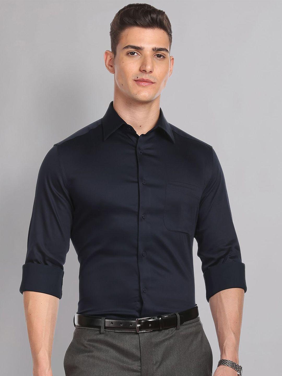 ad by arvind spread collar polycotton opaque formal shirt