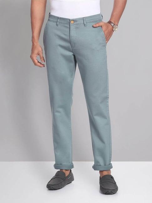 ad by arvind teal blue slim fit chinos