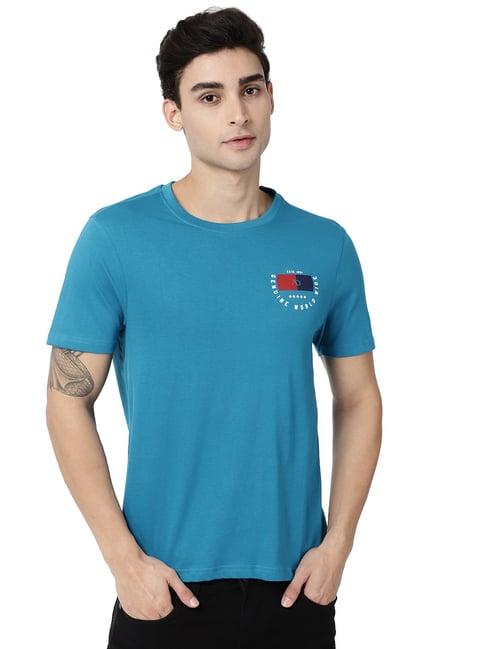 ad by arvind teal crew t-shirt