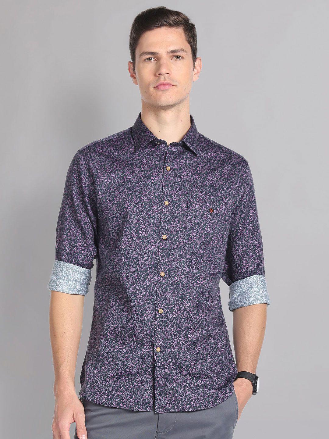 ad by arvind tropical printed slim fit twill cotton casual shirt