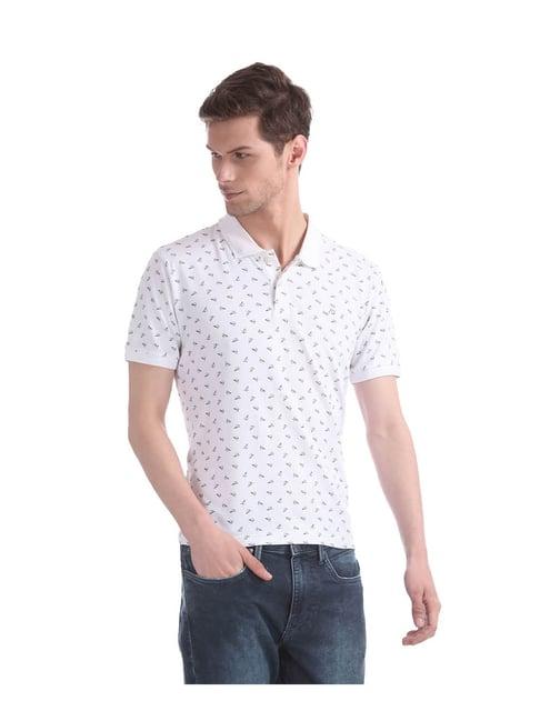 ad by arvind white printed polo t-shirt