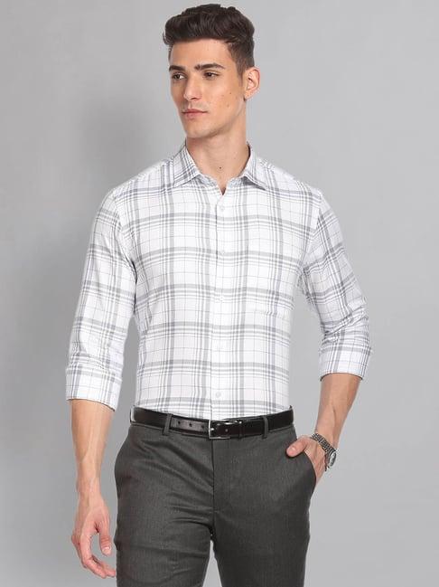 ad by arvind white regular fit check shirt