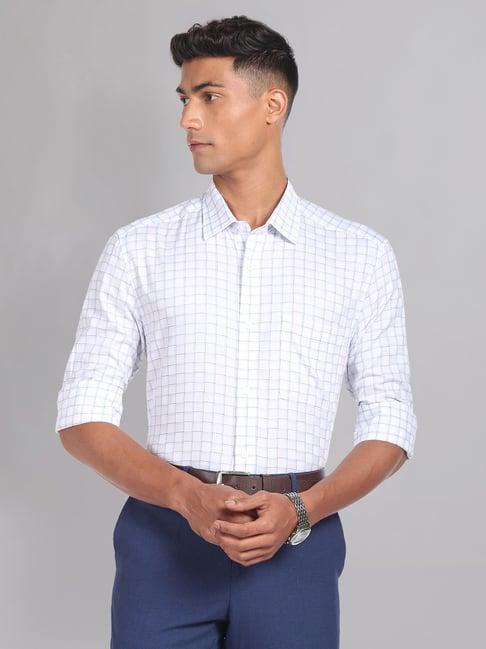 ad by arvind white regular fit check shirt