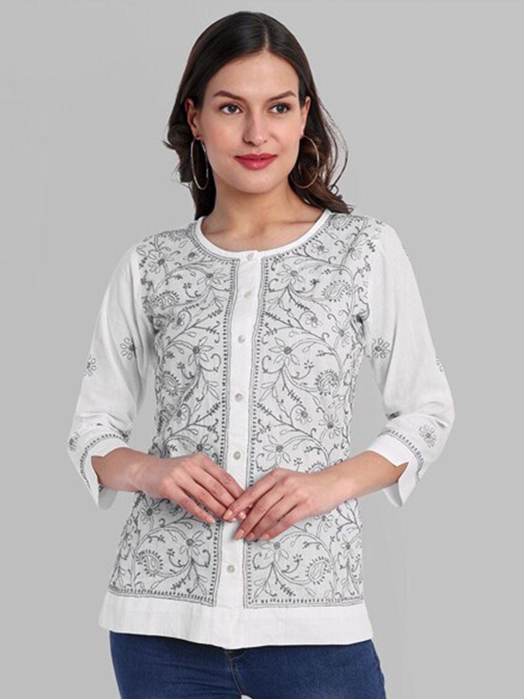 ada ethnic motifs embroidered thread work pure cotton top