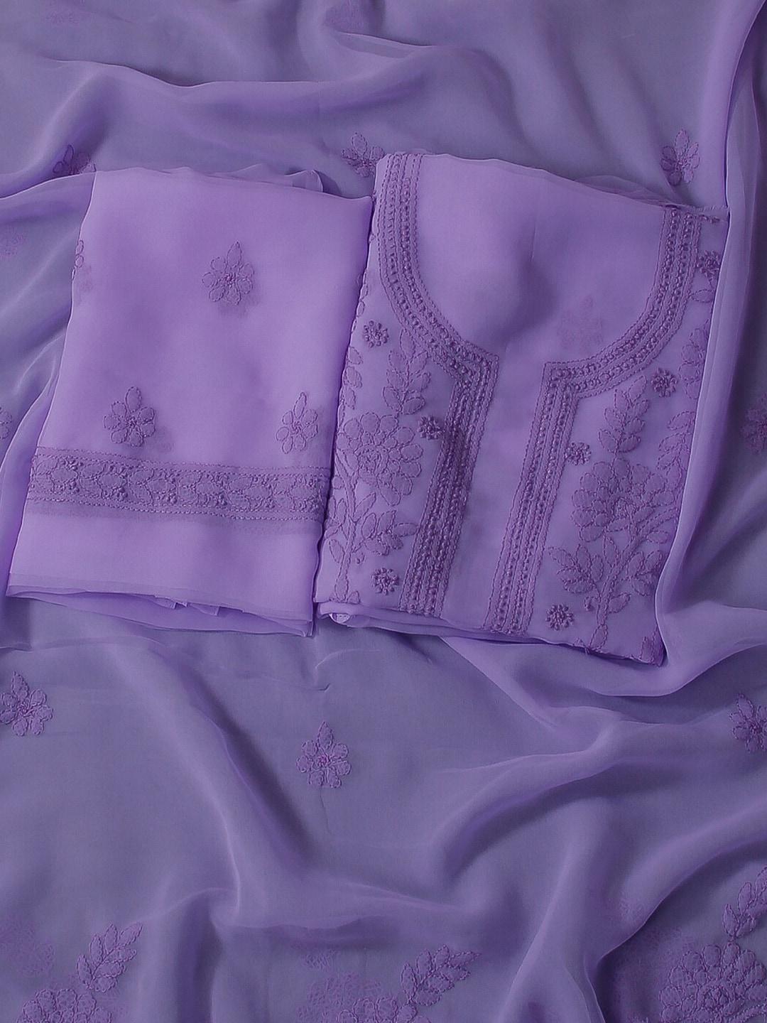 ada mauve & purple embroidered unstitched dress material