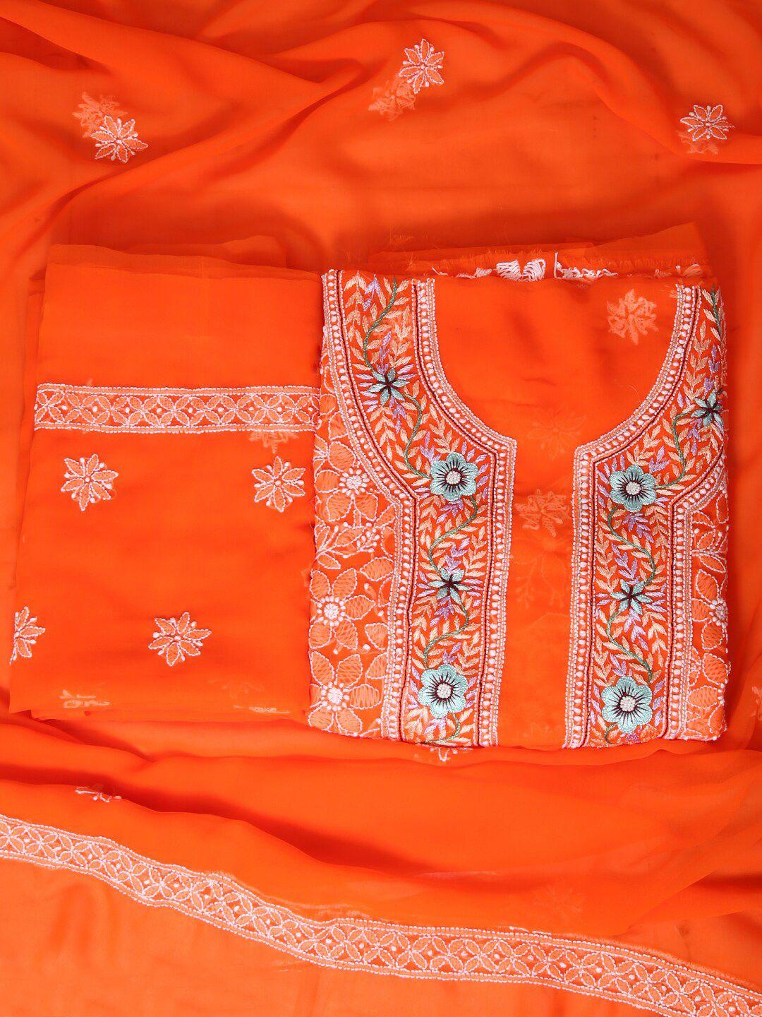 ada ethnic motifs embroidered chikankari unstitched dress material