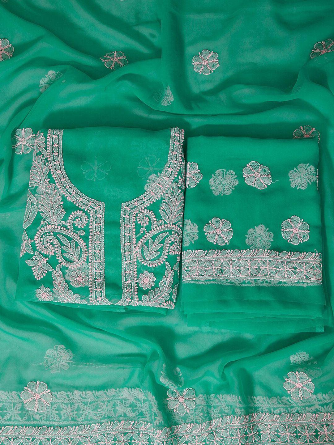 ada ethnic motifs embroidered chikankari unstitched dress material