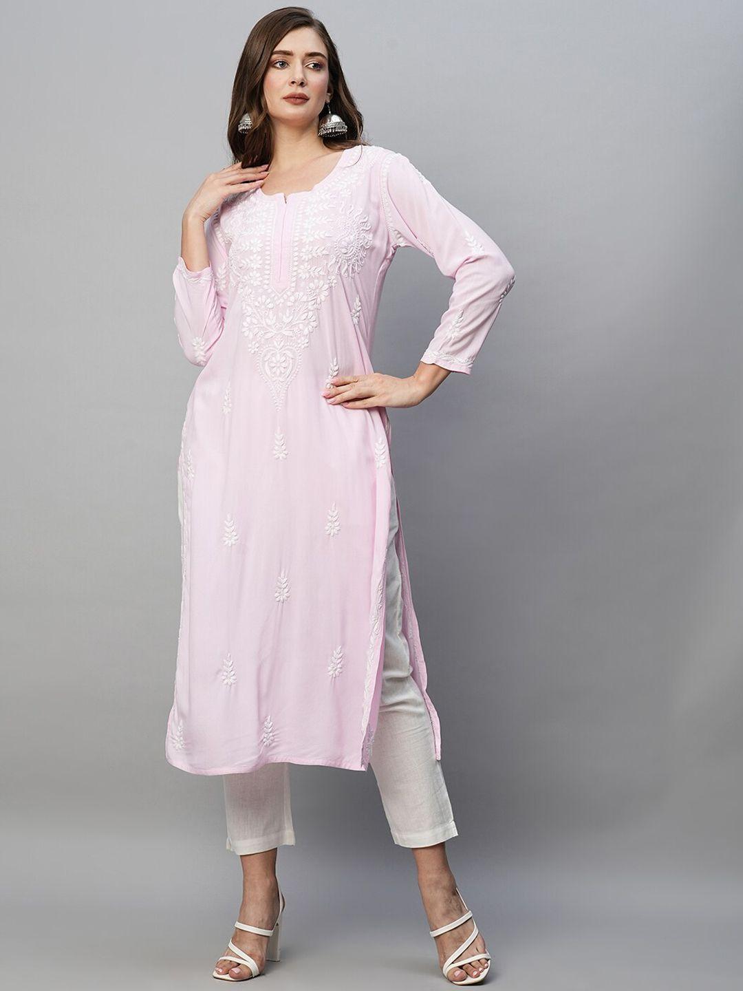 ada floral embroidered chikankari cotton kurta