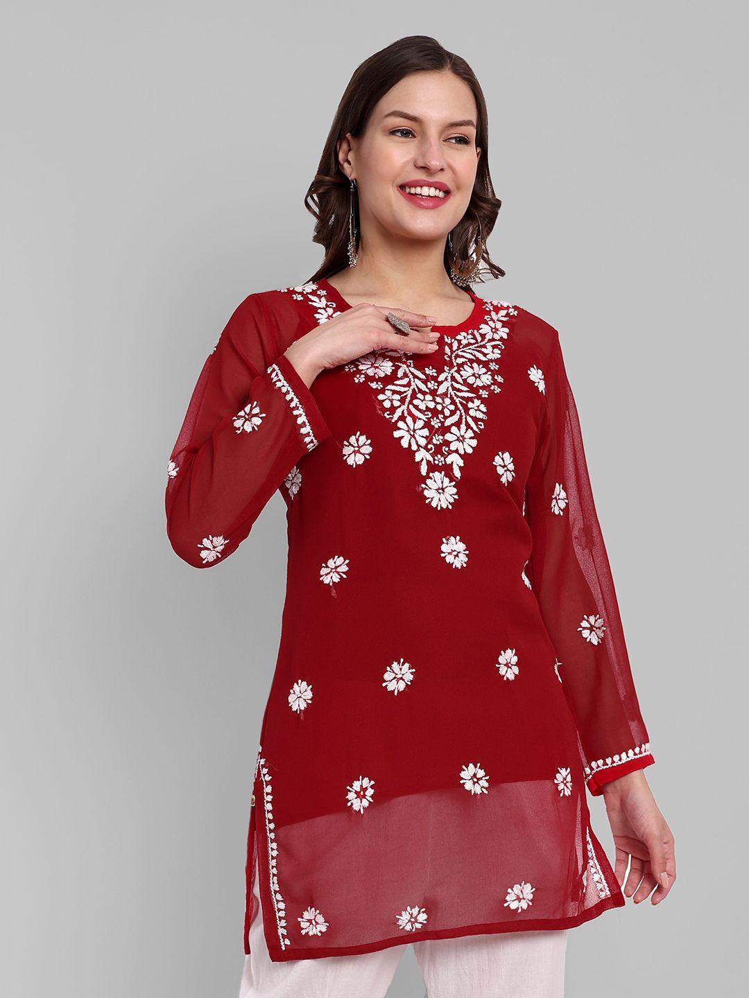 ada floral embroidered chikankari kurti