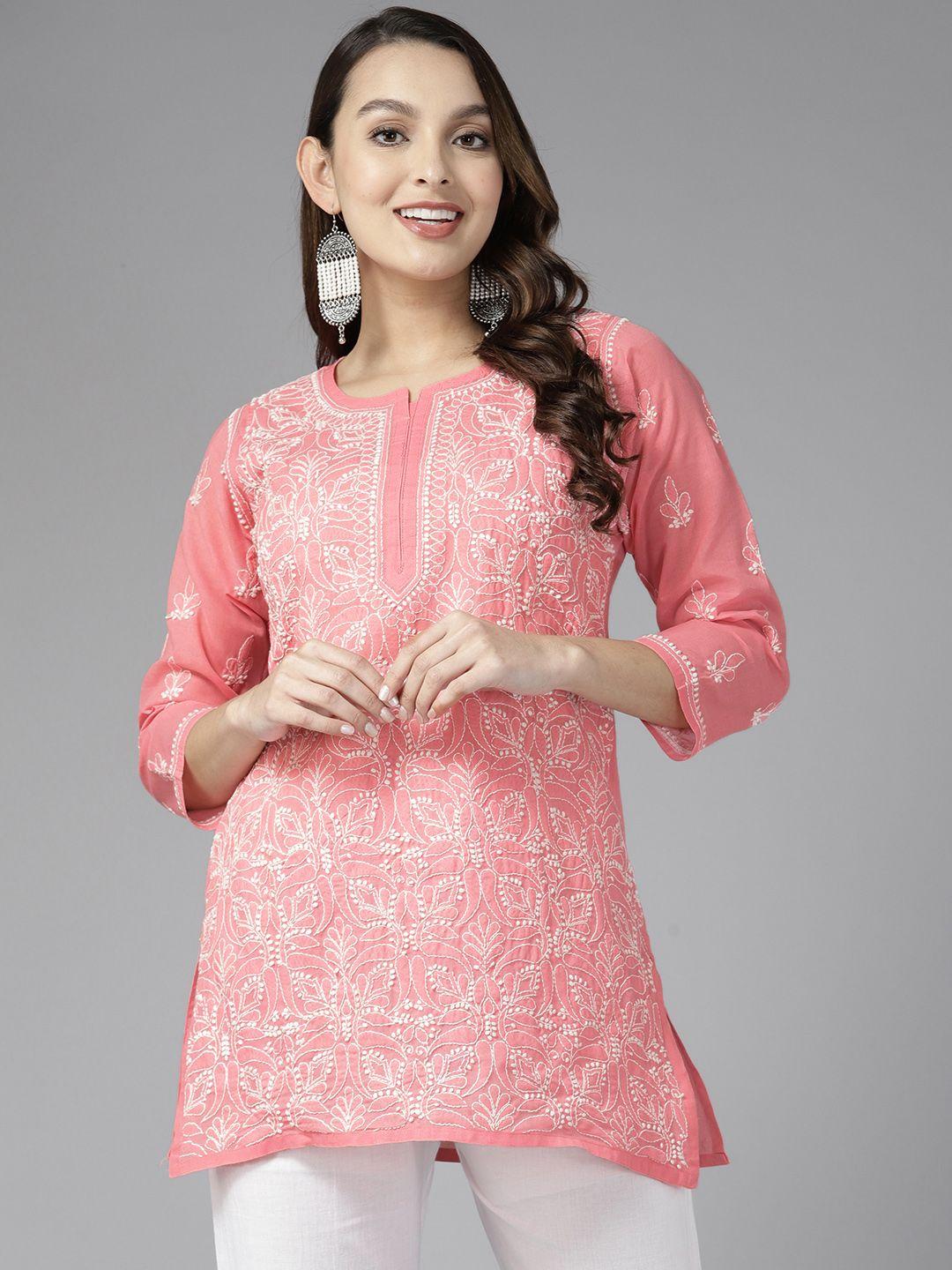 ada women ethnic motifs embroidered cotton chikankari kurti