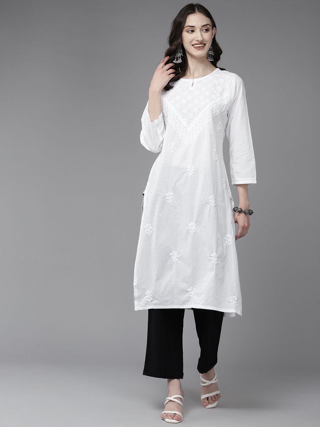 ada women floral embroidered cotton chikankari kurta