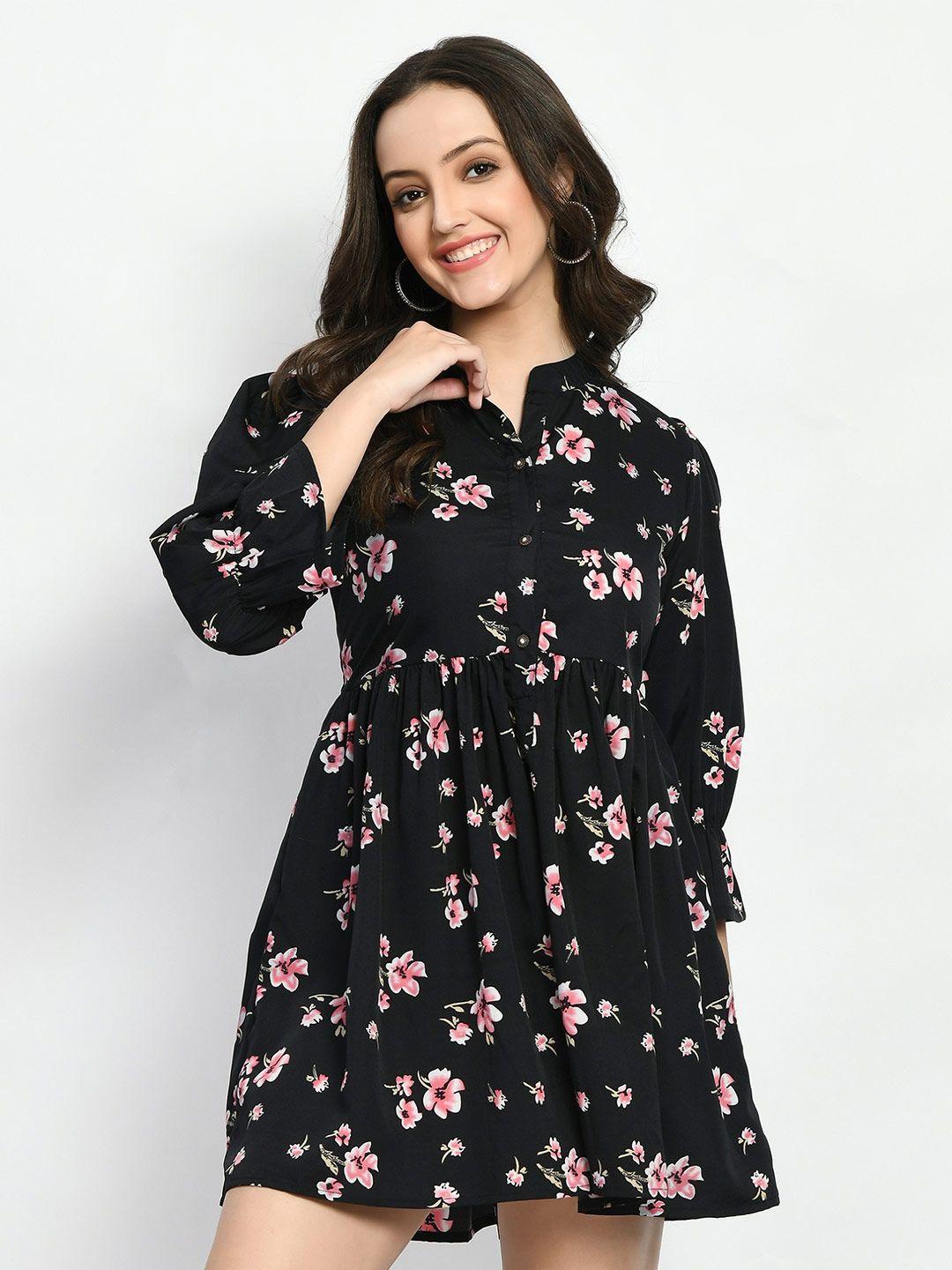 adaa jaipur black floral print top