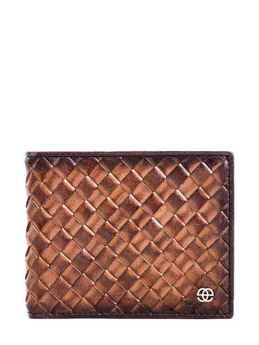 adam men's two fold wallet tan hand-stitched