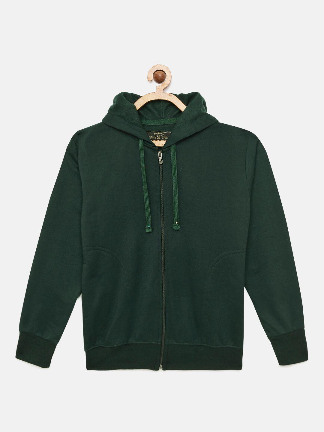 adbucks boys green solid hooded sweatshirt