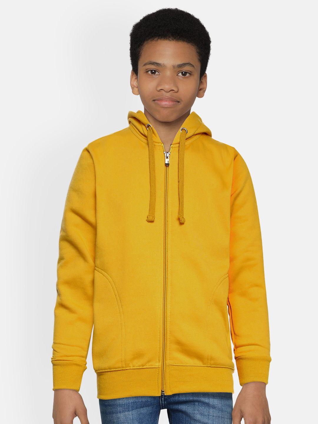 adbucks boys mustard yellow solid hooded sweatshirt