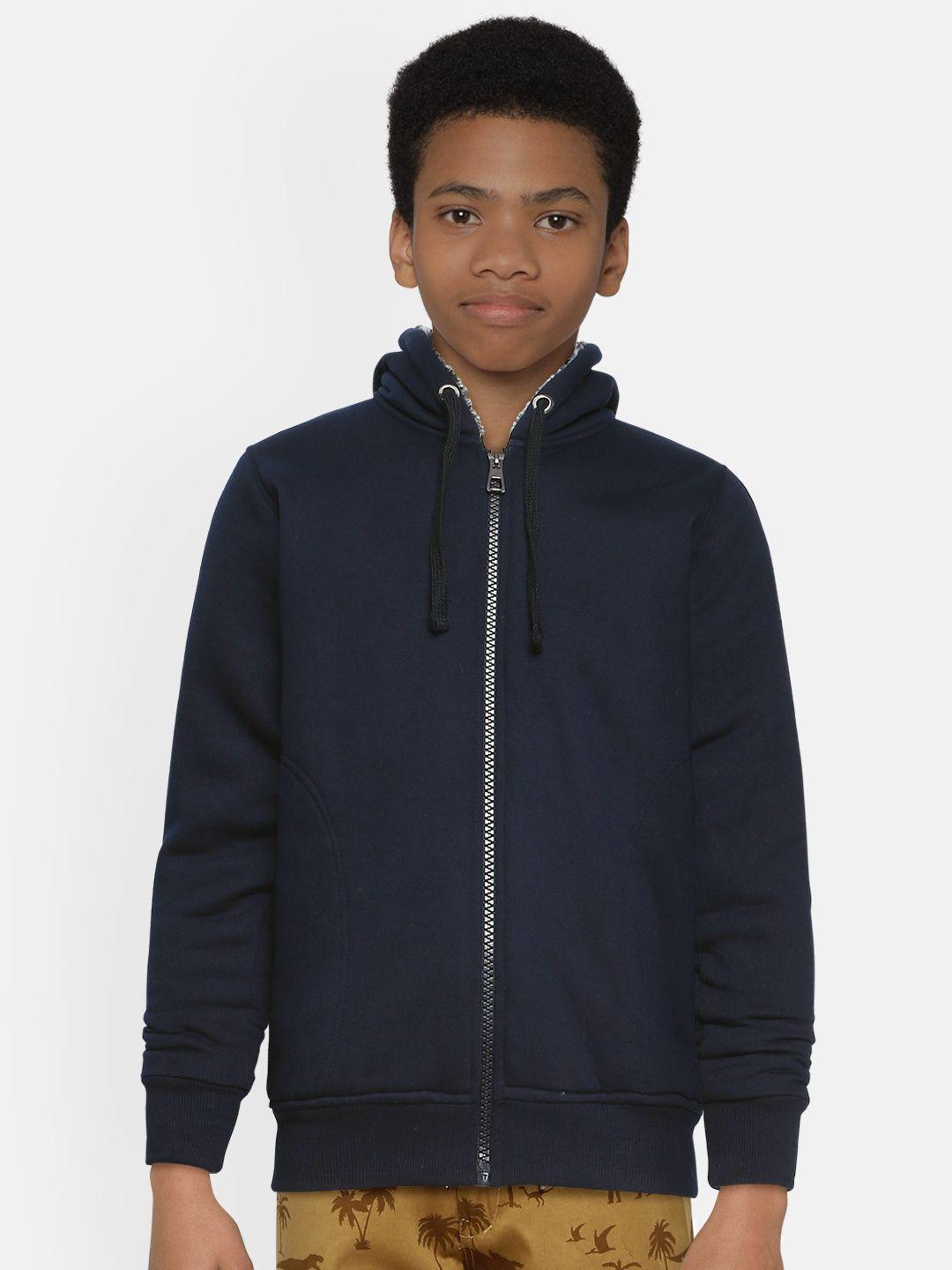 adbucks boys navy blue solid hooded sweatshirt