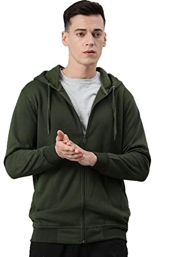 adbucks men's cotton v-neck sweatshirt(mens_plain_jacket_green_xl)