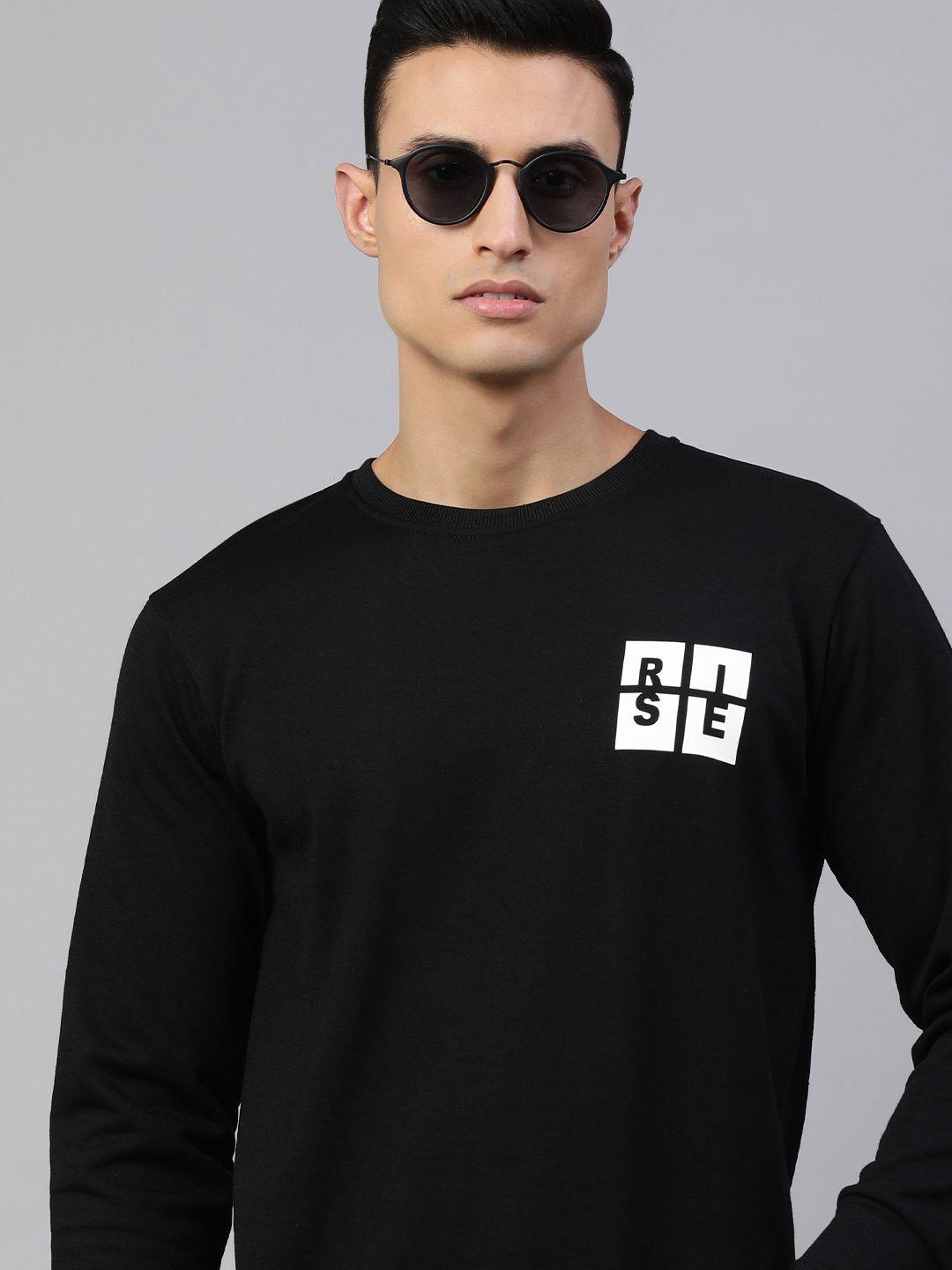 adbucks men black printed sweatshirt