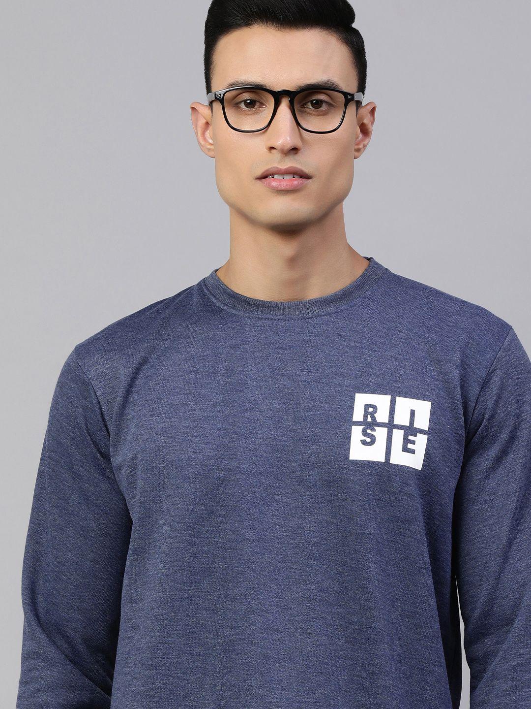 adbucks men blue printed sweatshirt