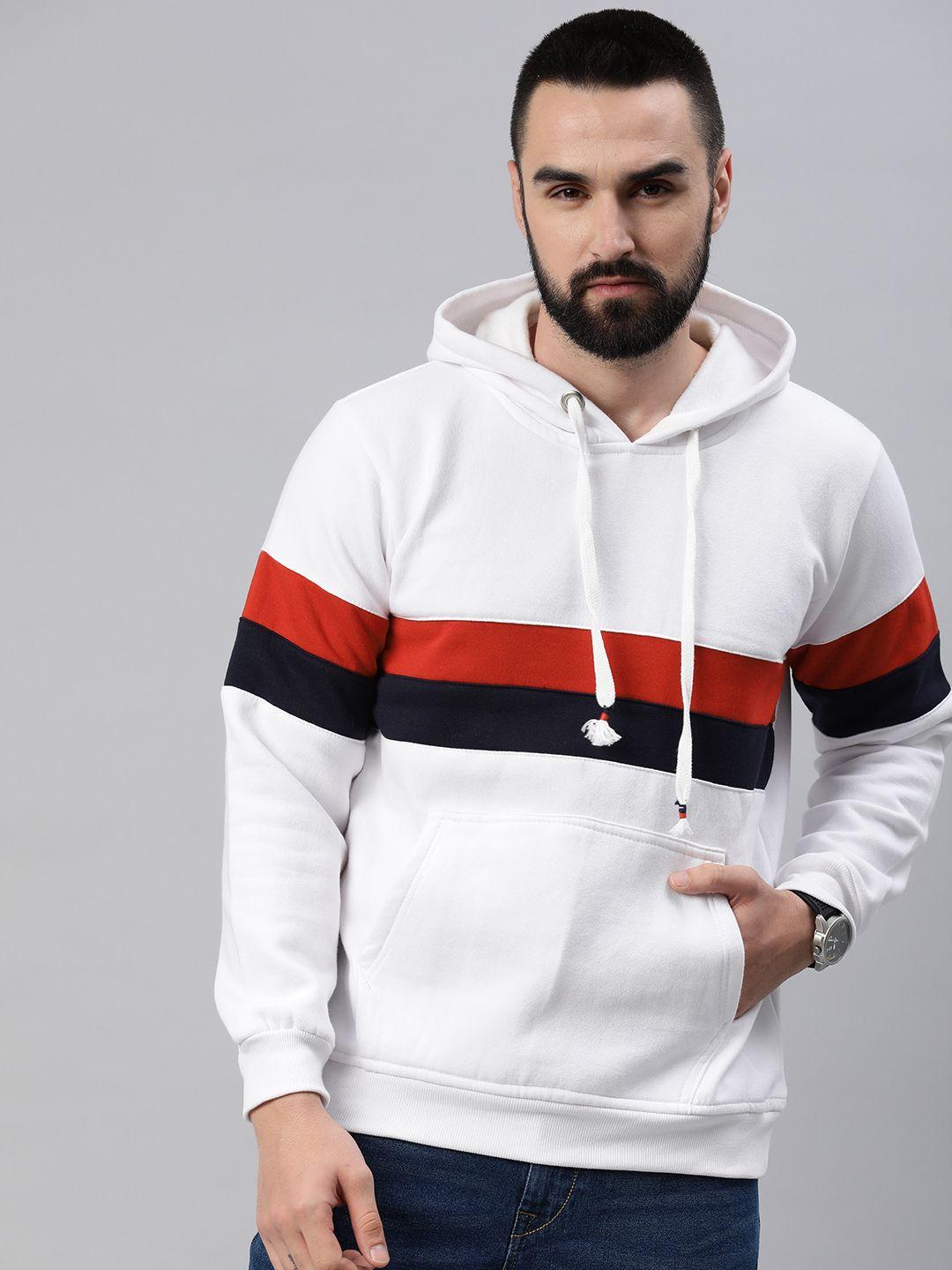 adbucks men colourblocked hooded sweatshirt