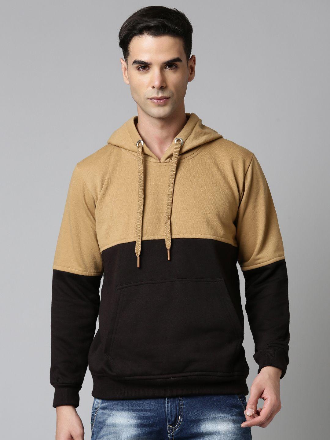 adbucks men colourblocked hooded sweatshirt