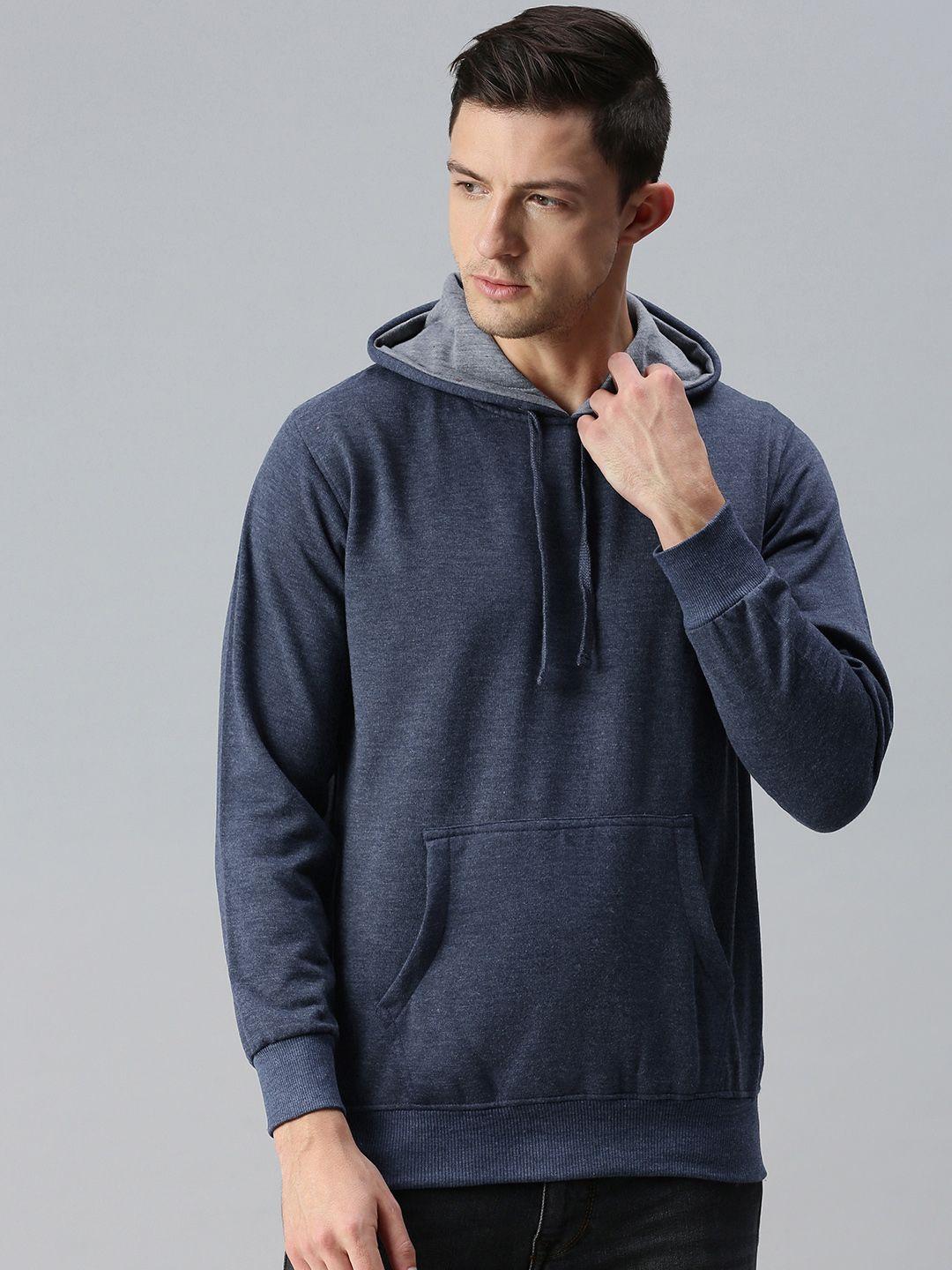 adbucks men navy blue hooded sweatshirt