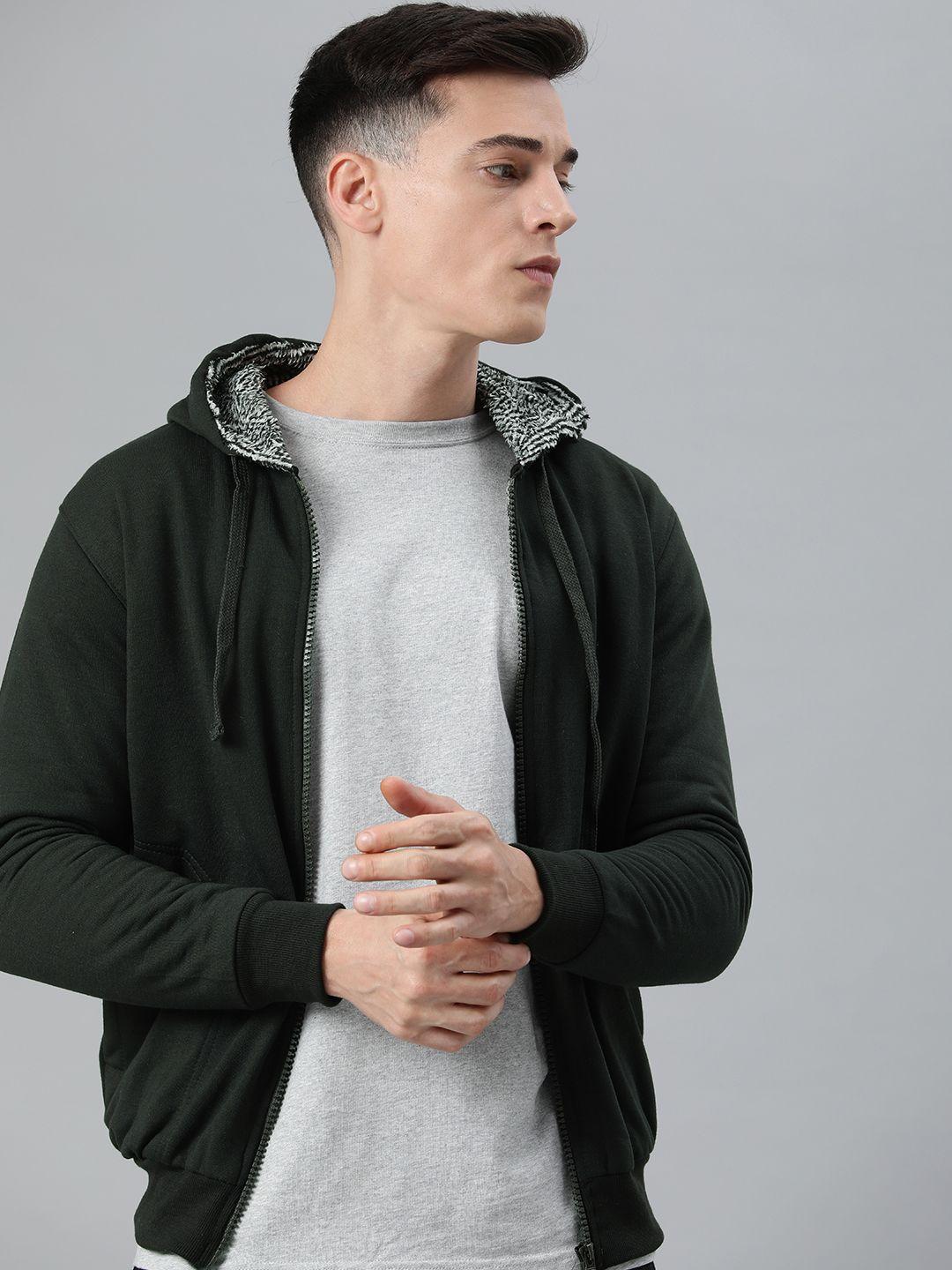 adbucks men olive green hooded sweatshirt